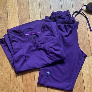 Women’s Scrubs Set, Purple Label, Purple, Size Medium Too, Size Small Bottoms.